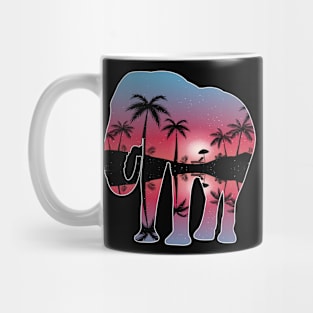 Elephant Beautiful Sunset Beach Palm Tree Mug